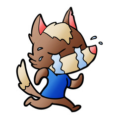 cartoon crying wolf running away
