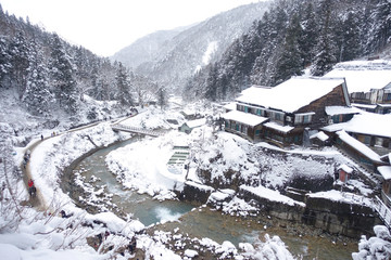 Winter scenery at Jigokudani, Nagano, Japan