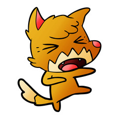 angry cartoon fox attacking