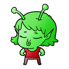 cute alien girl cartoon
