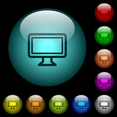Single monitor icons in color illuminated glass buttons