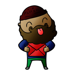 man with beard sticking out tongue