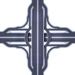multi-level road junction from above view