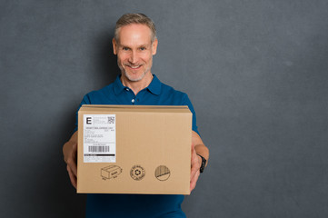 Delivery man giving package