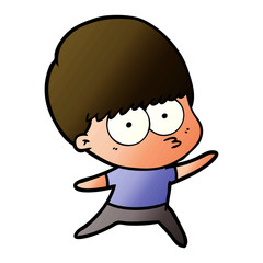 nervous cartoon boy