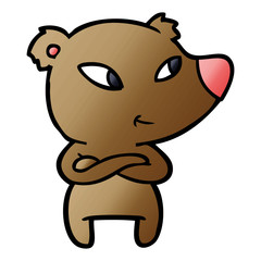 Naklejka premium cute cartoon bear with crossed arms