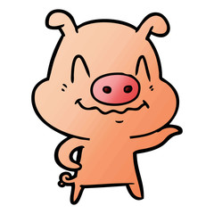 nervous cartoon pig