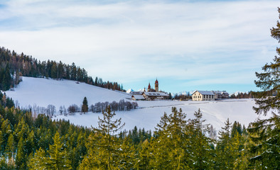 Monastery of Pietralba near Monte San Pietro, Nova Ponente, South Tyrol, Italy. The most important...