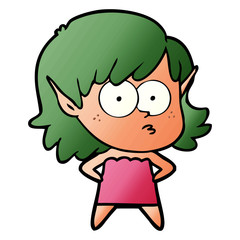 cartoon elf girl staring