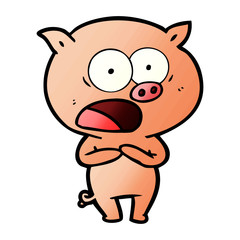 Obraz premium cartoon pig shouting