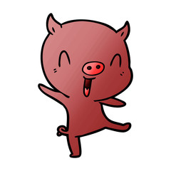 Obraz na płótnie Canvas cartoon pig dancing