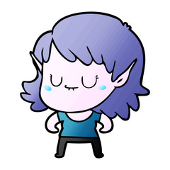 happy cartoon elf girl
