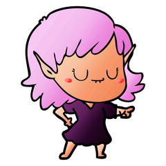 happy cartoon elf girl wearing dress