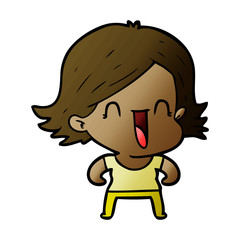 cartoon happy woman