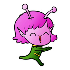 cartoon alien girl laughing