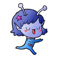 happy alien girl cartoon