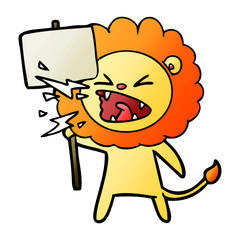 cartoon roaring lion protester