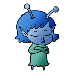 cute alien girl cartoon