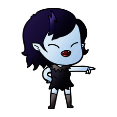 cartoon vampire girl pointing and laughing