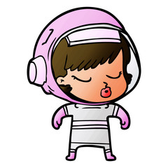 cartoon pretty astronaut girl