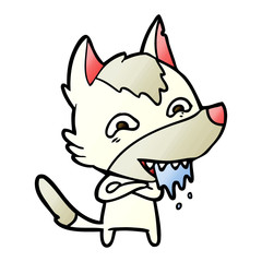 cartoon hungry wolf