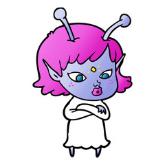 pretty cartoon alien girl