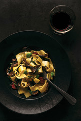 Sausage and mushrooms pappardelle