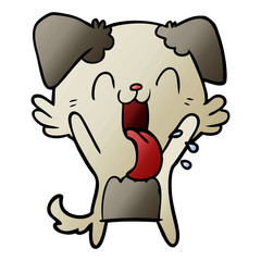 cartoon panting dog waving