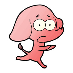 cartoon unsure elephant running away