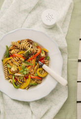 Wholemeal fusilli with vegetable sauce