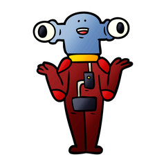 friendly cartoon alien shrugging