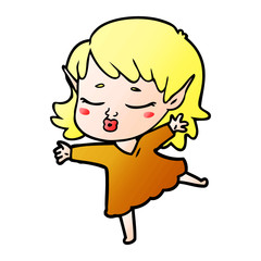 pretty cartoon elf girl dancing