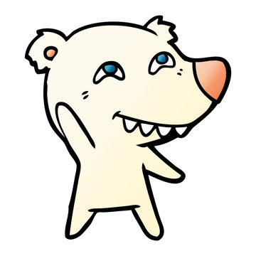 cartoon polar bear waving