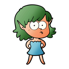 cartoon elf girl in dress