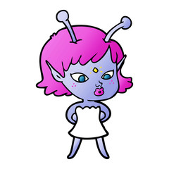 pretty cartoon alien girl