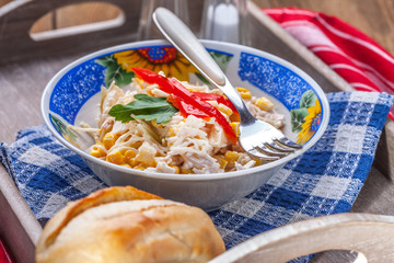 Tasty salad for breakfast.