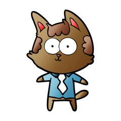 happy cartoon cat office worker