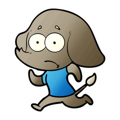 cartoon unsure elephant running away