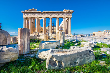 Parthenon temple on the Acropolis in Athens, Greece - obrazy, fototapety, plakaty