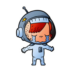 cartoon crying astronaut girl
