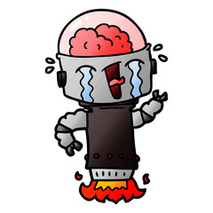 cartoon crying robot flying
