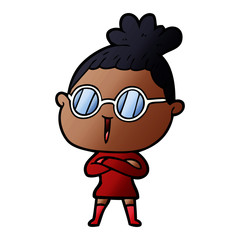 cartoon woman wearing spectacles