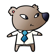 cute cartoon bear in office clothes