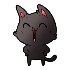 happy cartoon cat meowing