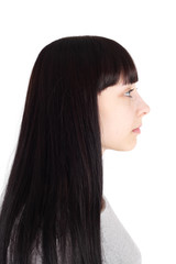 Profile of brunette girl