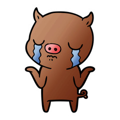 Fototapeta premium cartoon pig crying
