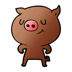 happy cartoon pig