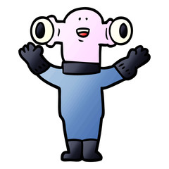 friendly cartoon alien waving