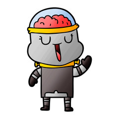 Obraz premium happy cartoon robot waving