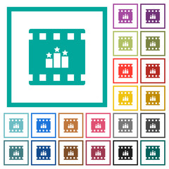 rank movie flat color icons with quadrant frames
